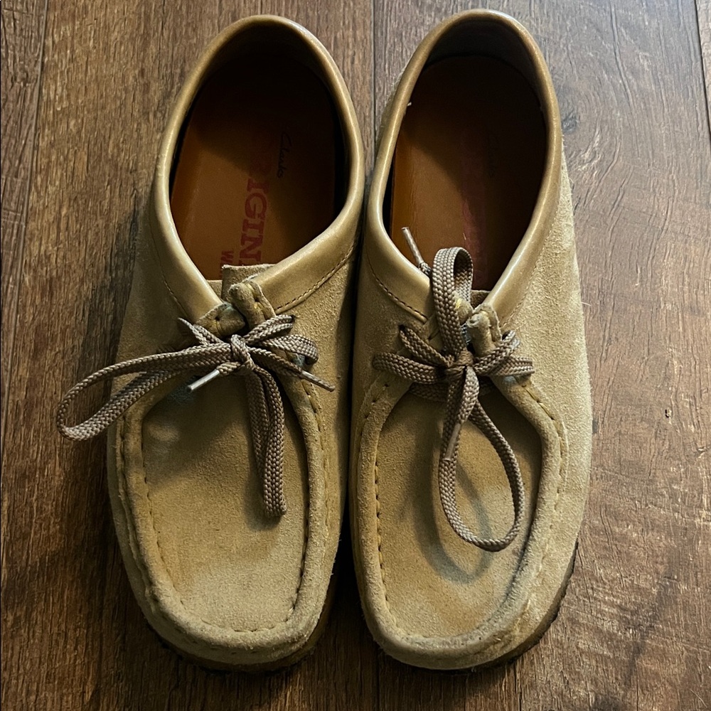 Clarks Beige Suede Loafers